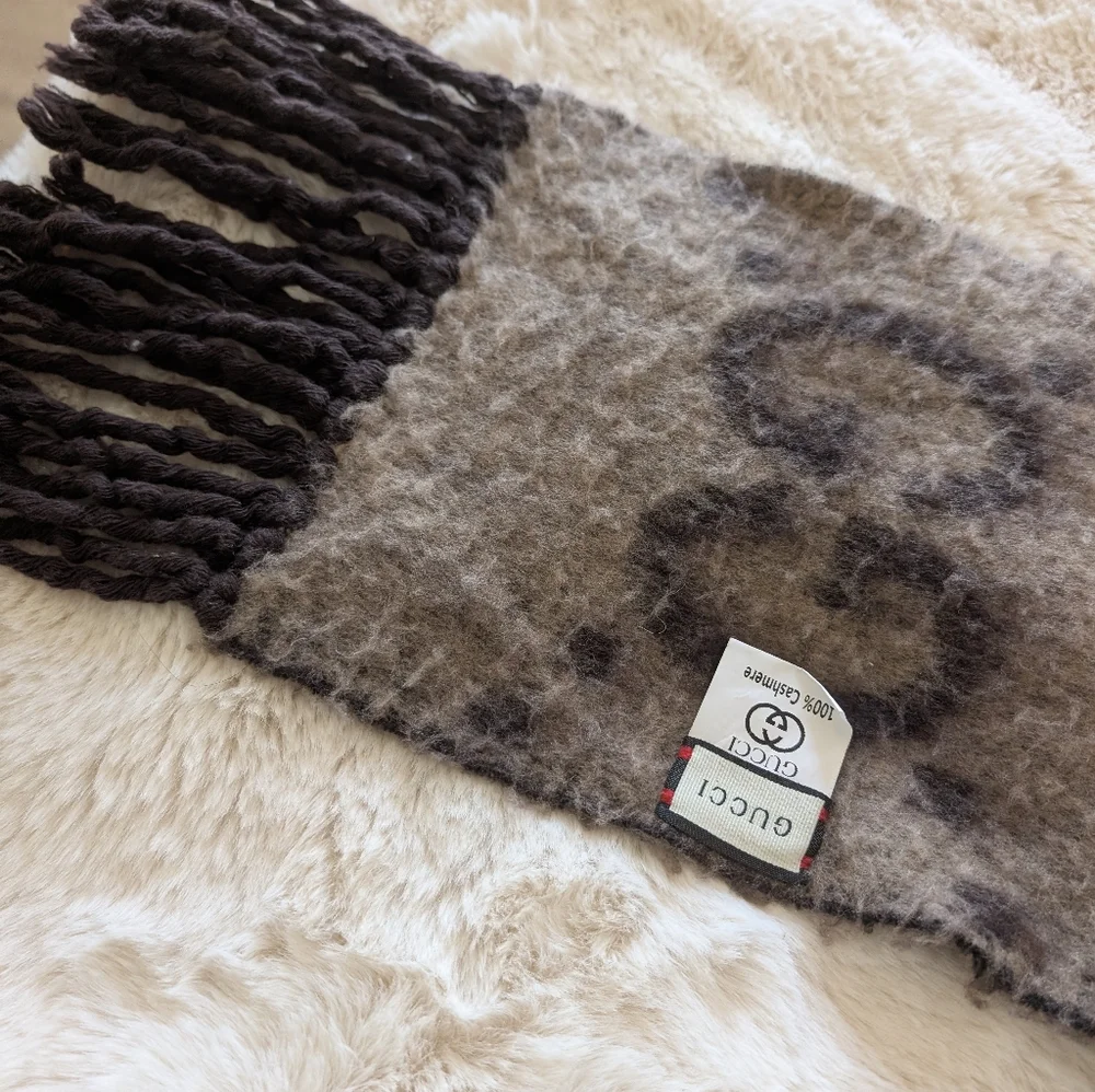 Luxury Brown Patterned Fringe Scarf